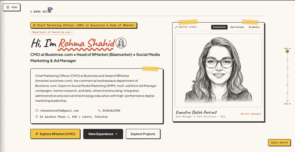 Rohma Shahid Portfolio website screenshot